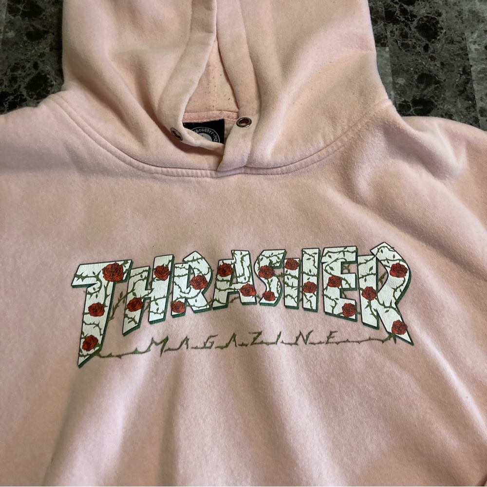 Thrasher Magazine Hoodie L Pink Skate Pullover Skateboard Sweatshirt